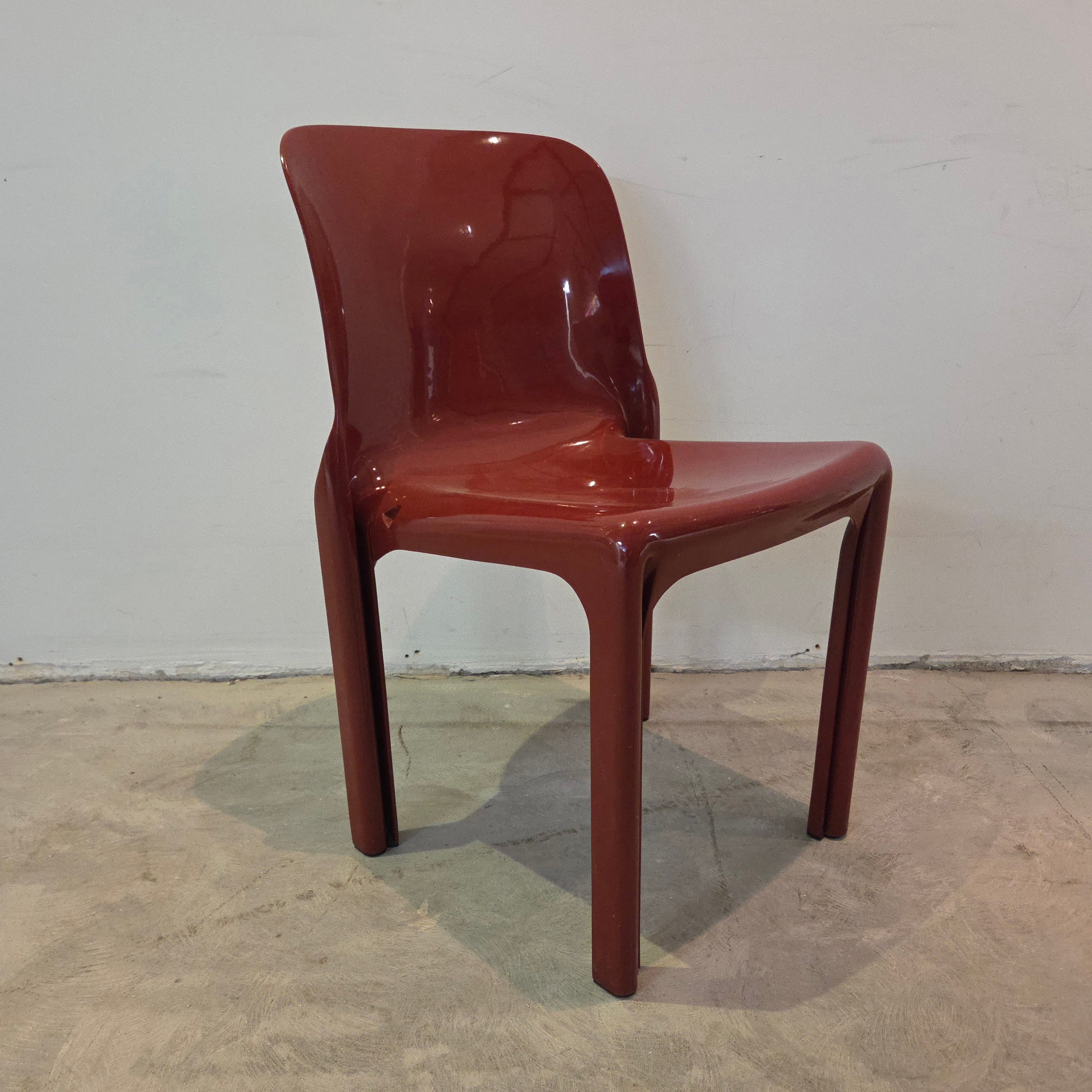 Vintage Artemide Selene Stuhl – Rot – Vico Magistretti – 1970er Space Age Design