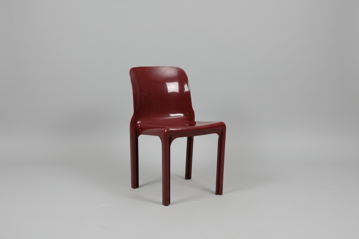 Vintage Artemide Selene Stuhl – Rot – Vico Magistretti – 1970er Space Age Design
