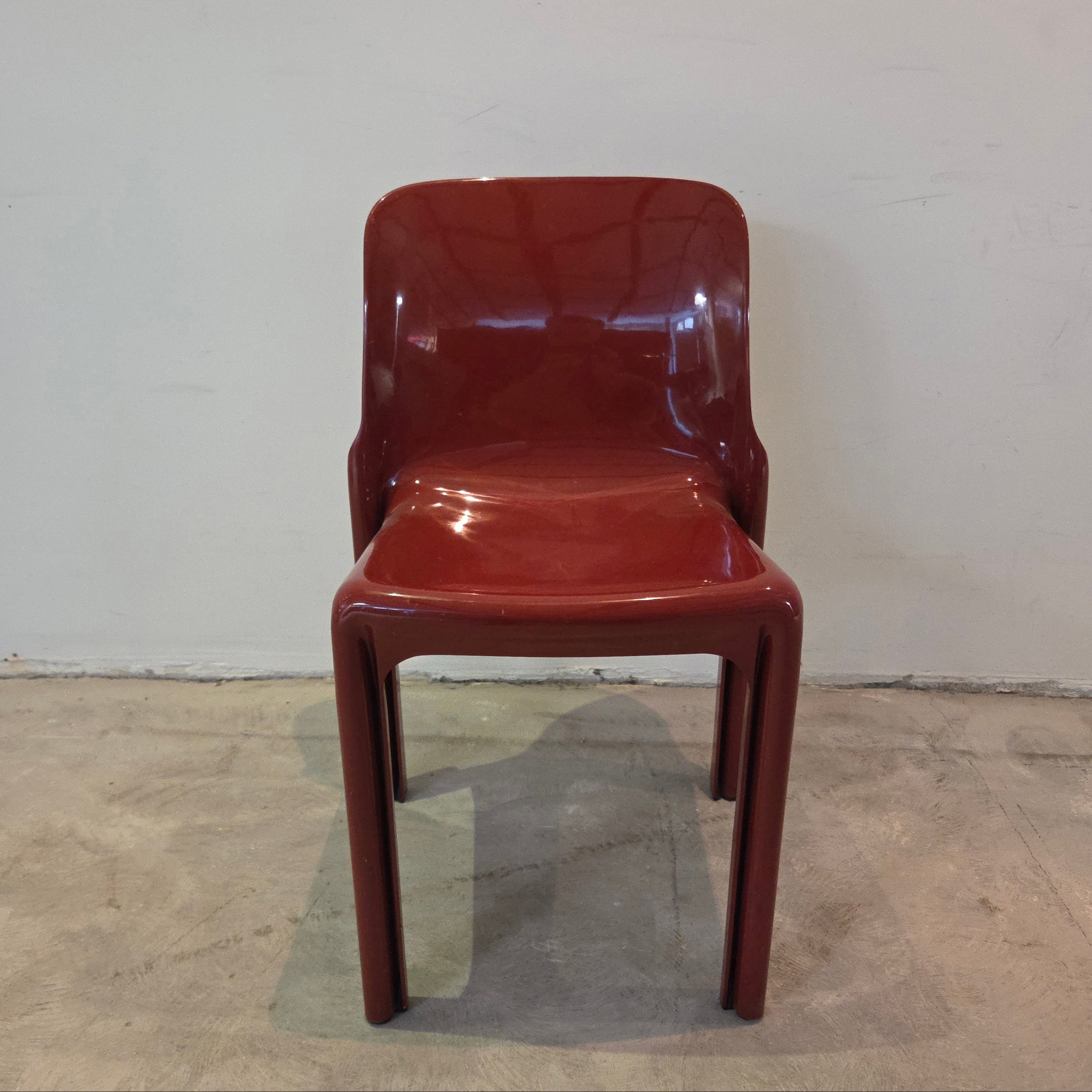 Vintage Artemide Selene Stuhl – Rot – Vico Magistretti – 1970er Space Age Design