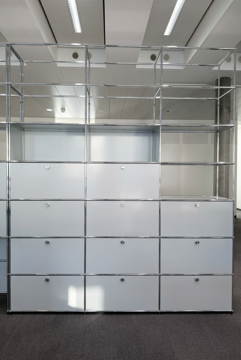 USM Haller Hochregal 3x7, Lichtgrau
