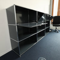 USM Haller Regal 3x3 Anthrazit mit 3 Klapptüren