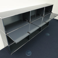 USM Haller Regal 3x3 Anthrazit mit 3 Klapptüren