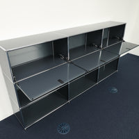 USM Haller Regal 3x3 Anthrazit mit 3 Klapptüren