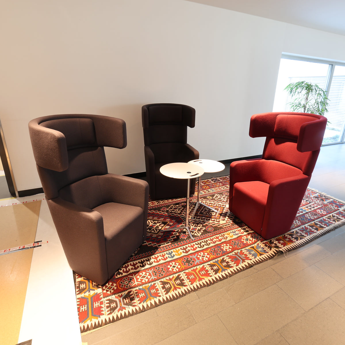 Bene Parcs Wing Chair Ohrensessel drehbar, Stoff Rot
