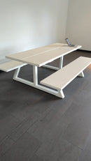 BuzziSpace BuzziBreeze Outdoor-Tisch mit Sitzbänken, Weiss, 200 cm