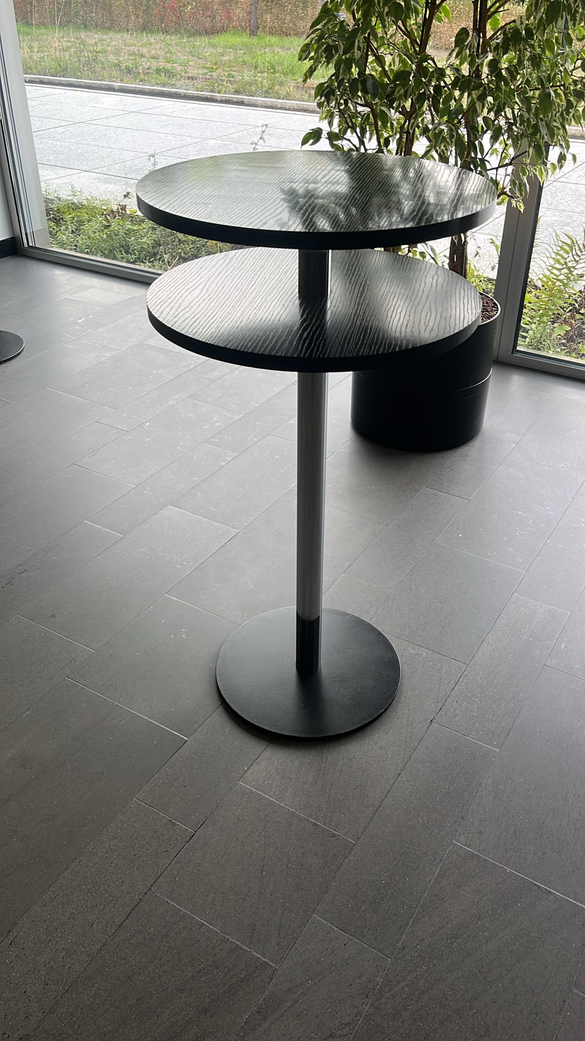 Stehtisch rund, Platte Schwarz, Gestell Chrom, Ø 60 cm
