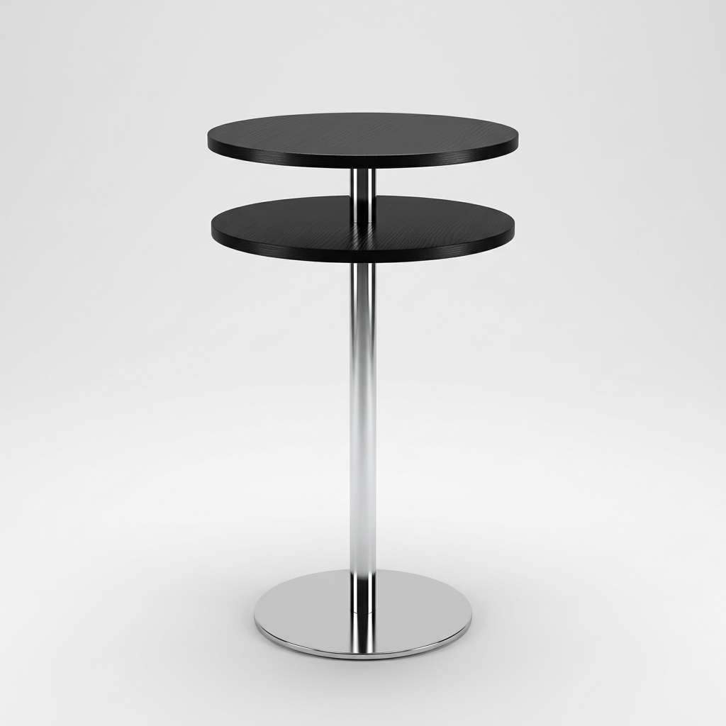 Stehtisch rund, Platte Schwarz, Gestell Chrom, Ø 60 cm