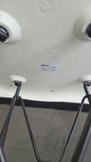 Vitra Eames Plastic Side Chair DSR, Eisgrau mit Sitzpolster Graublau