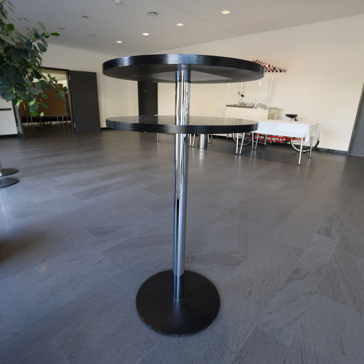 Stehtisch rund, Platte Schwarz, Gestell Chrom, Ø 60 cm