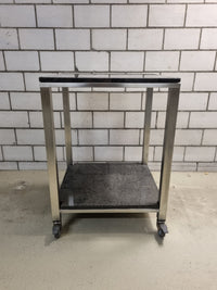 Chromstahl Rolltisch mit schwarzer Granitplatte B0052