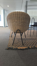Loungesessel Rattan, Gestell Schwarz, Sitzkissen Weiss