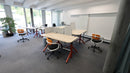 Steelcase Flex Tisch mobil auf Rollen, Eiche, Gestell Orange, 160 × 80 cm