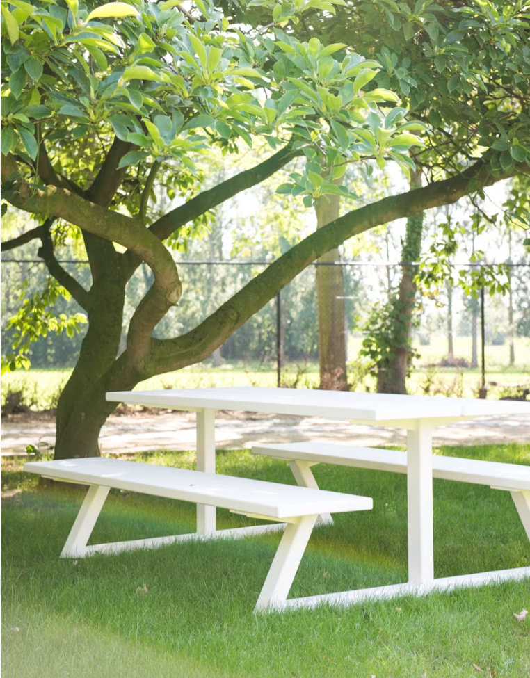 BuzziSpace BuzziBreeze Outdoor-Tisch mit Sitzbänken, Weiss, 200 cm
