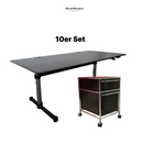 10er Set höhenverstellbare USM Kitos Tische und Rollkorpusse 1137