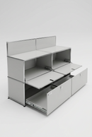 USM Haller Regal 2x2 Tiefe 50, Lichtgrau, 2 Klapptüren, 2 Ausziehtüren