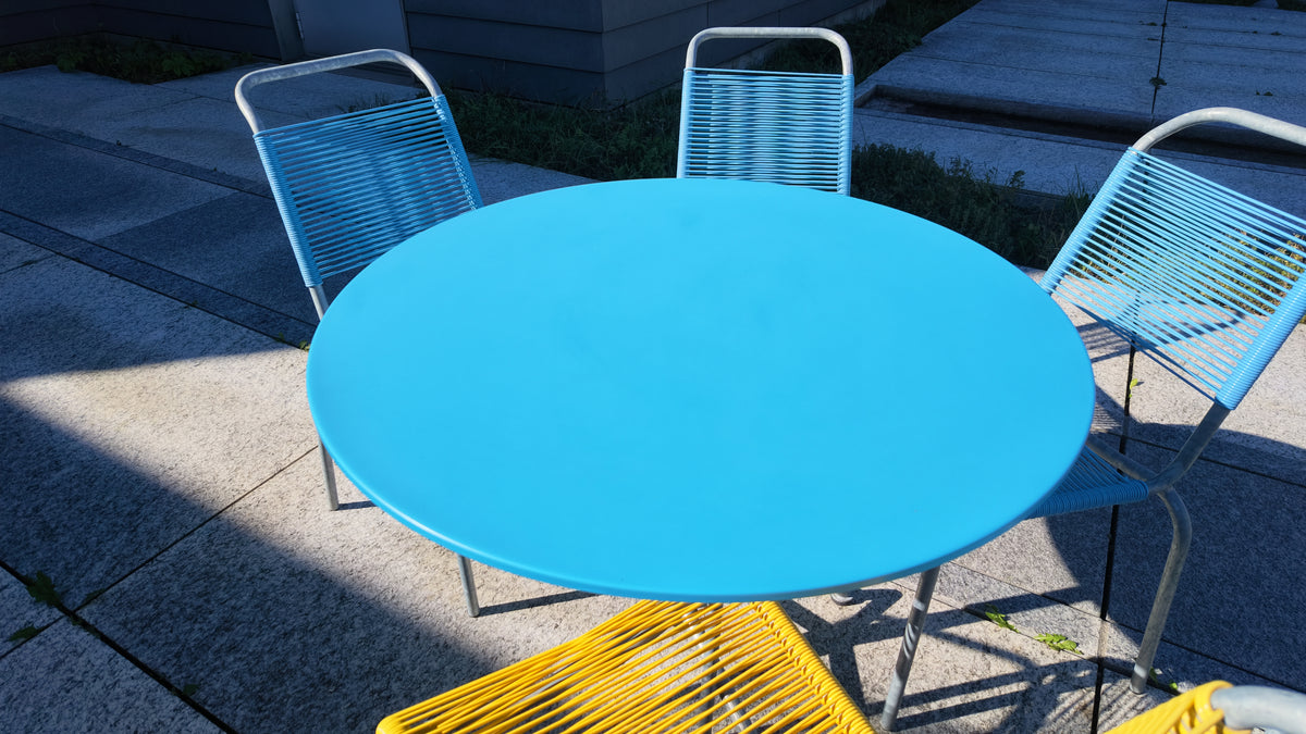 Embru Häfeli Gartentisch rund, Blau, Ø 90 cm