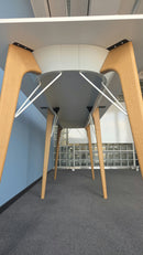Bene Timba Stehtisch, Weiss, Beine Eiche, 280 × 90 cm