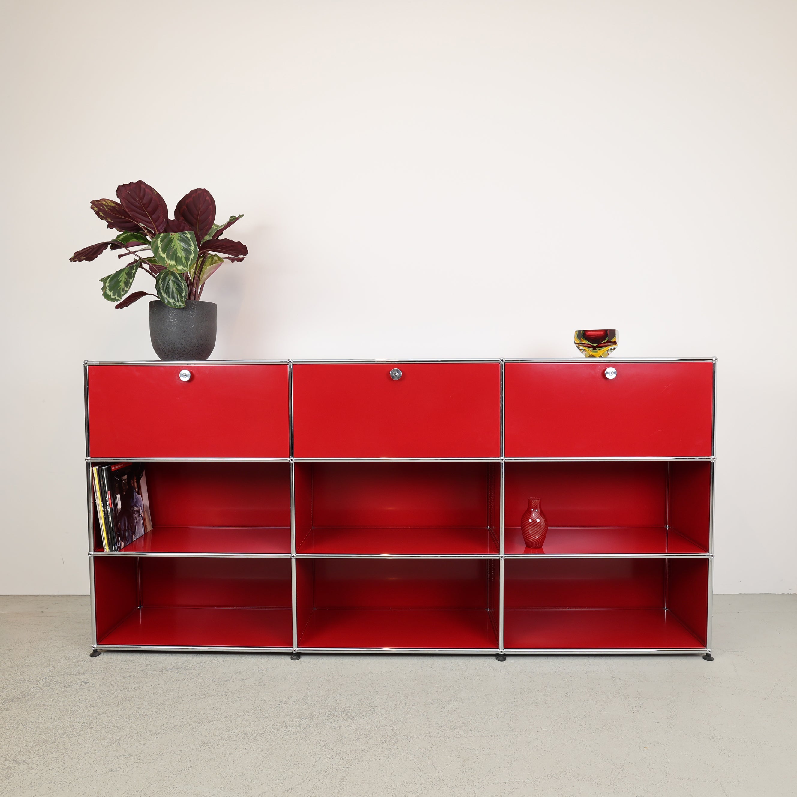 USM Haller Sideboard Rubinrot 3x3