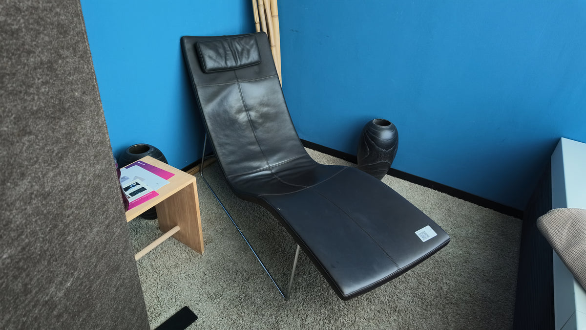B&B Italia Landscape Chaiselongue, Leder Schwarz, Chrom
