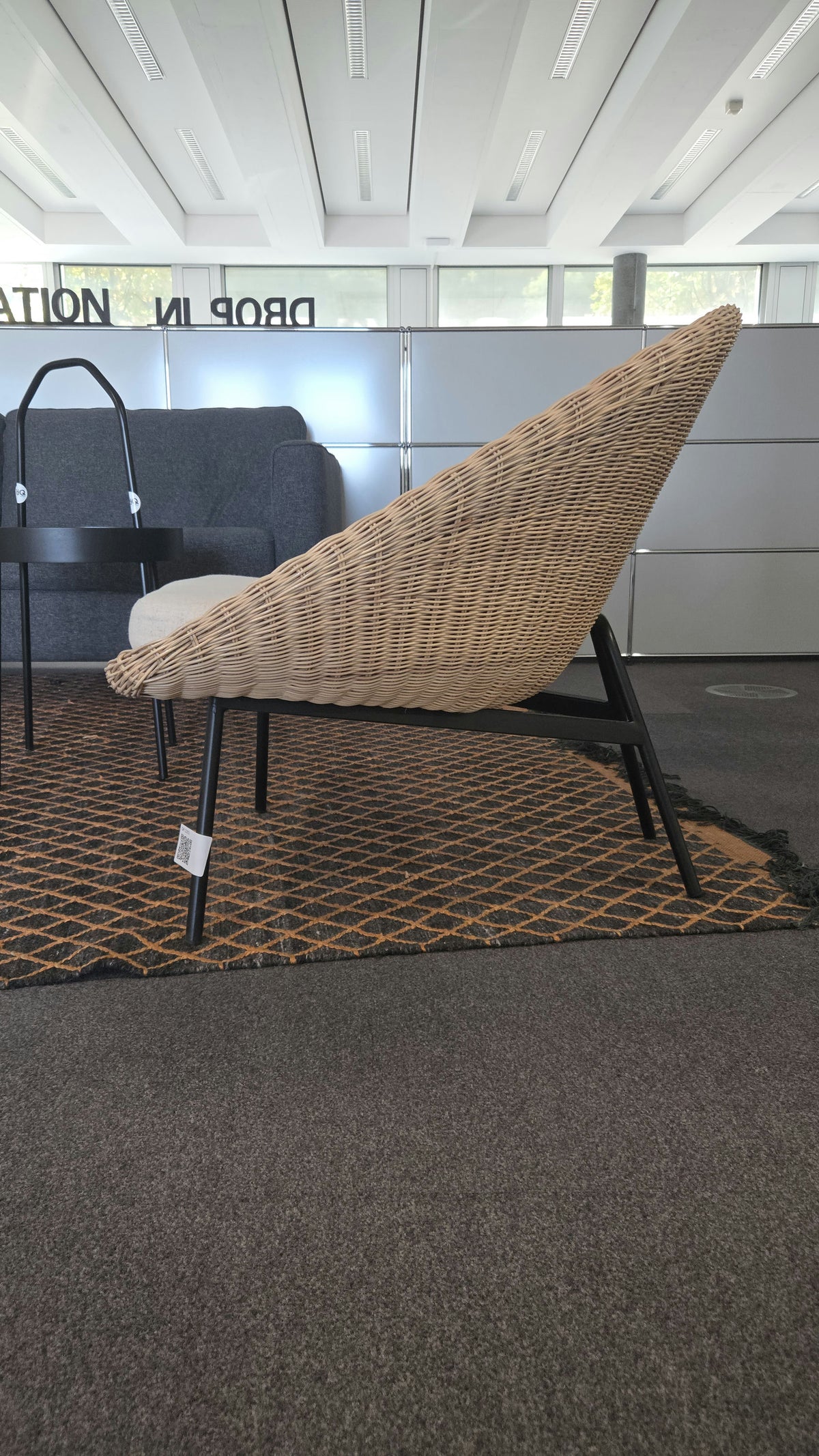 Loungesessel Rattan, Gestell Schwarz, Sitzkissen Weiss