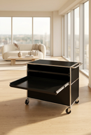 USM Haller Rollkorpus 1x2 Tiefe 50, Graphitschwarz, 2 Ausziehtablare, mit Stossbügel