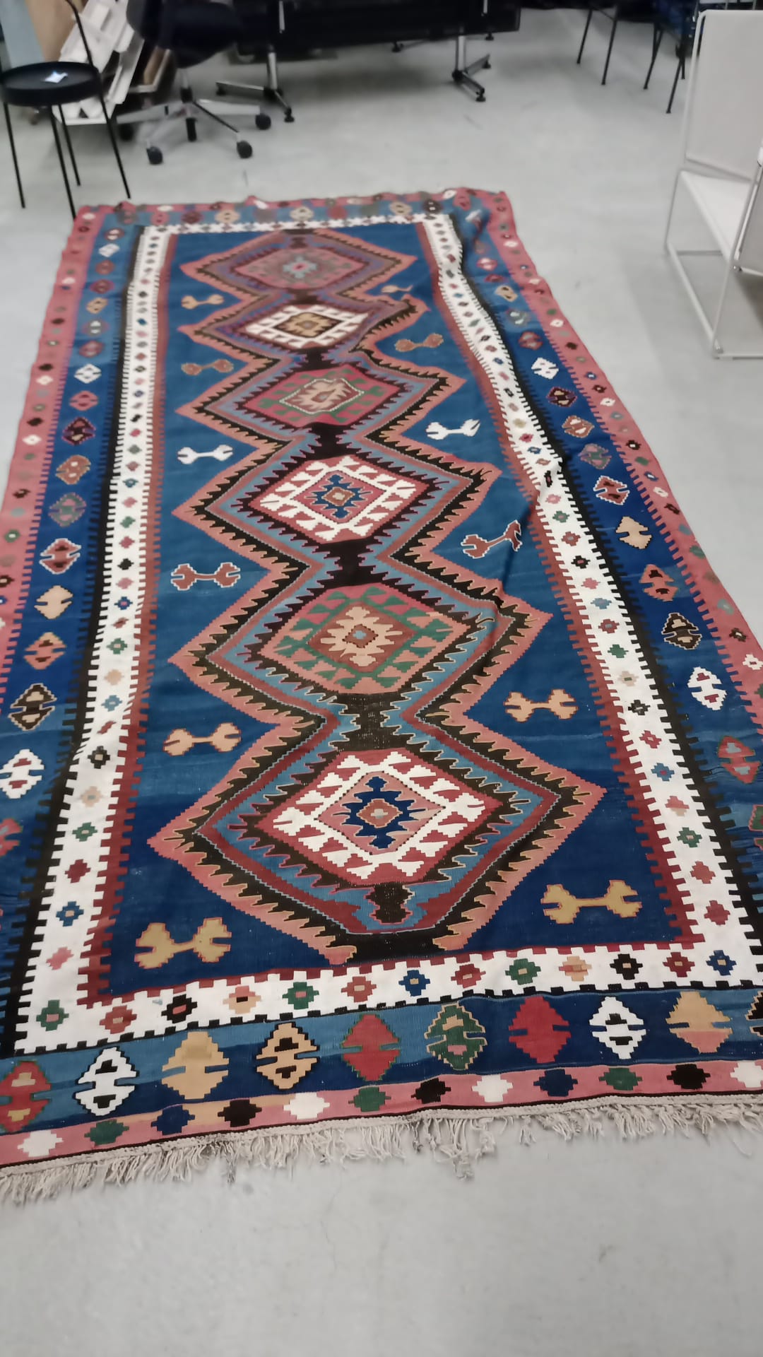 Mischioff Kasak Kilim Teppich, handgewebt, Wolle, 380 × 180 cm