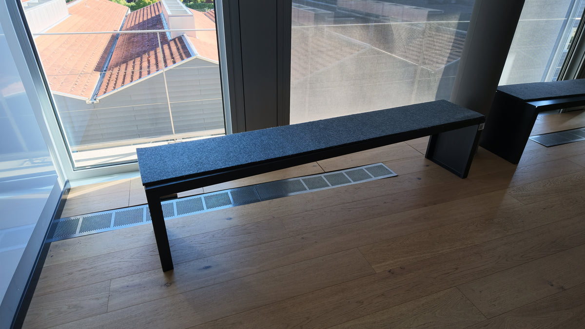 Lounge-Sitzbank, Metallgestell Schwarz, 210 × 36 cm