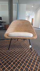 Loungesessel Rattan, Gestell Schwarz, Sitzkissen Weiss