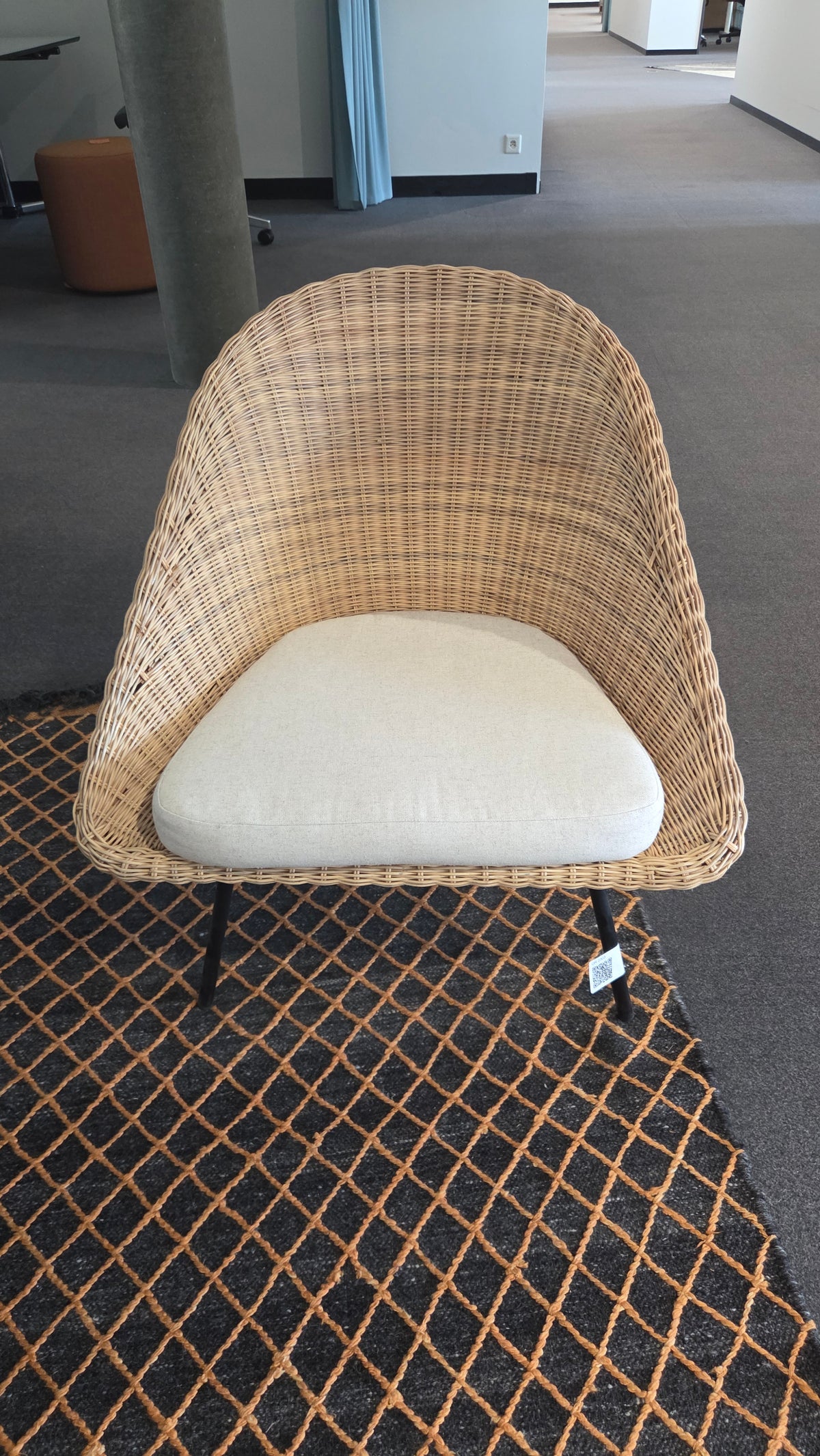 Loungesessel Rattan, Gestell Schwarz, Sitzkissen Weiss