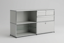 USM Haller 2x2 Tiefe 50, Lichtgrau, Ausziehtüre, Ausziehtablar, 2 A6-Schubladen