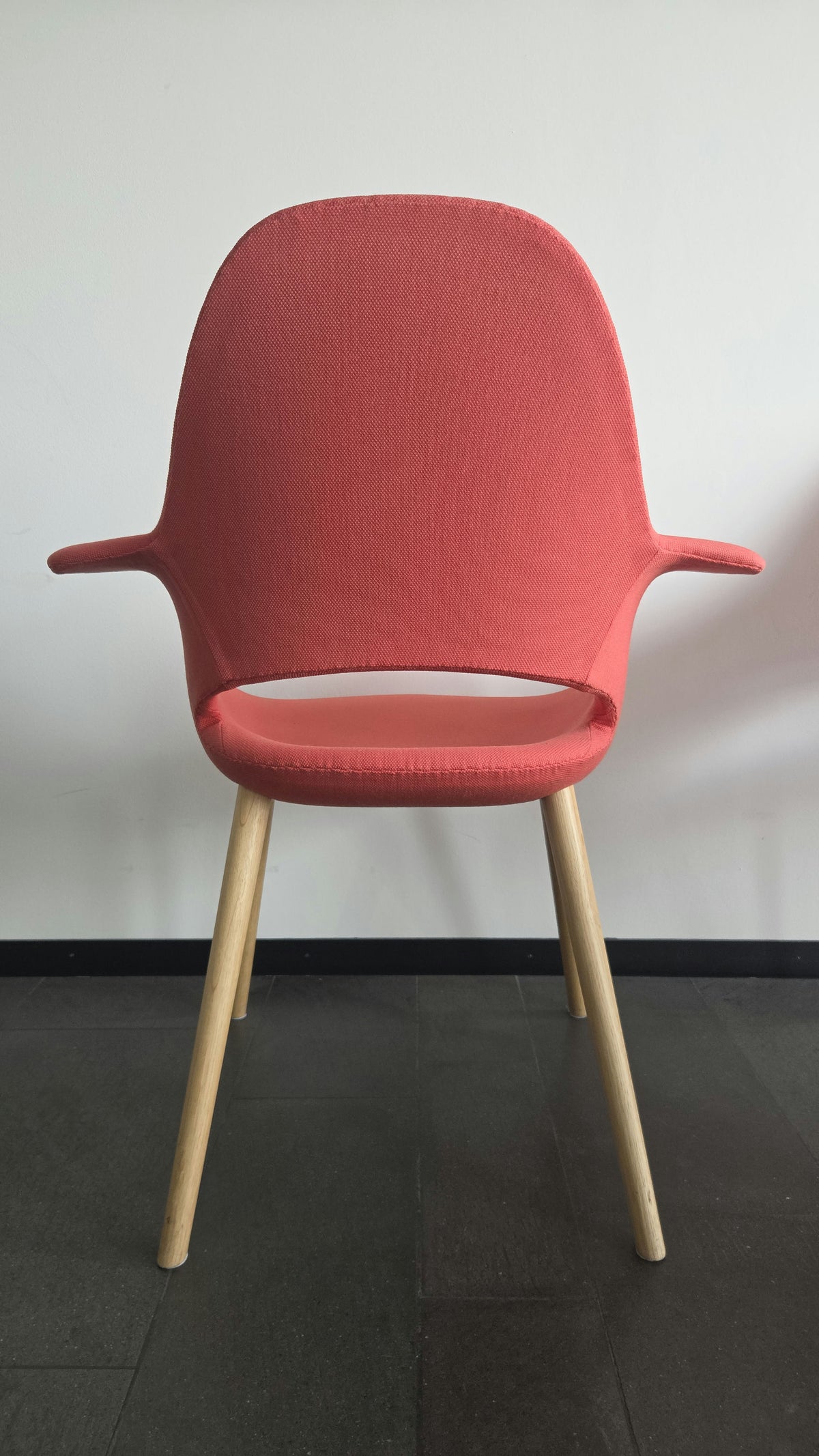 Vitra Organic Chair Sessel (Eames & Saarinen), Stoff Orange, Eiche